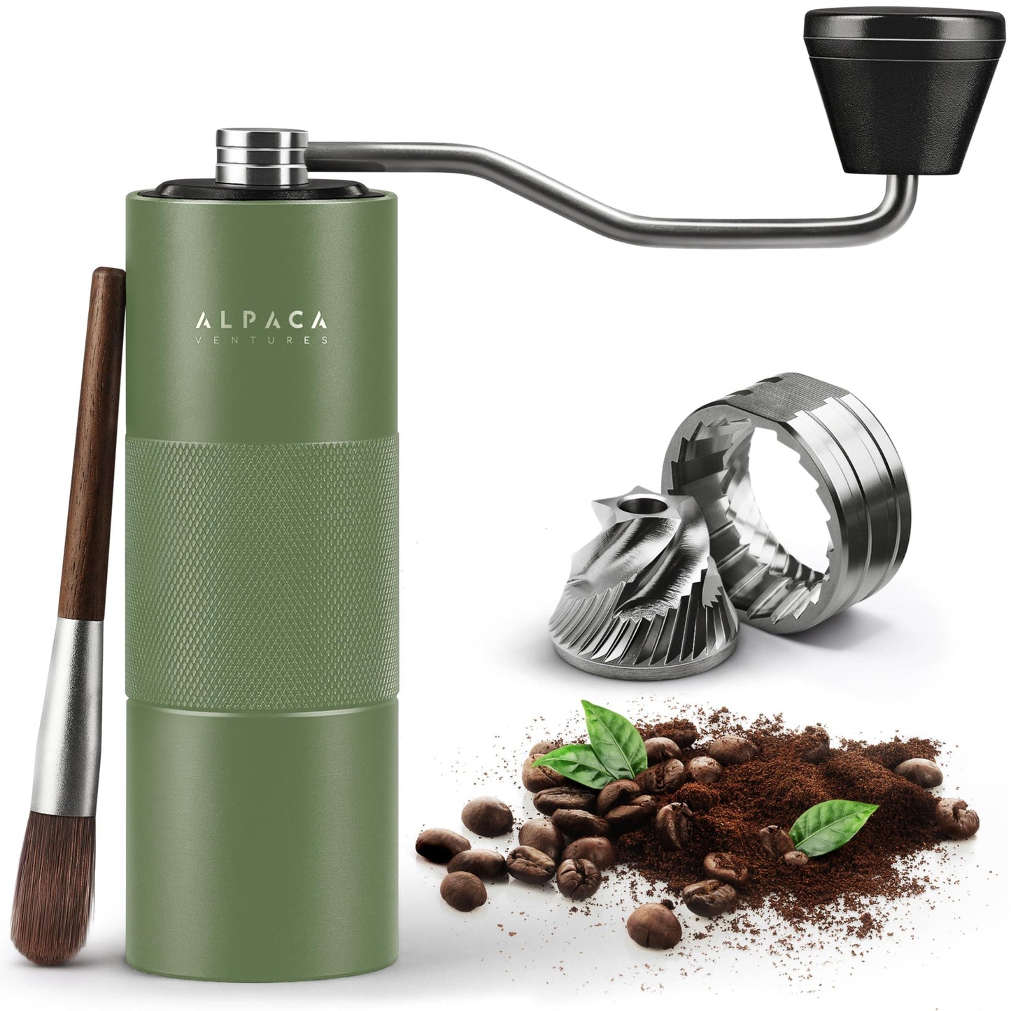 Manual Coffee Grinder Stainless Steel Conical Burr Grinder with Adjustable Setting Double Bearing Hand Espresso Grinder Perfect for Home Office and Camping
