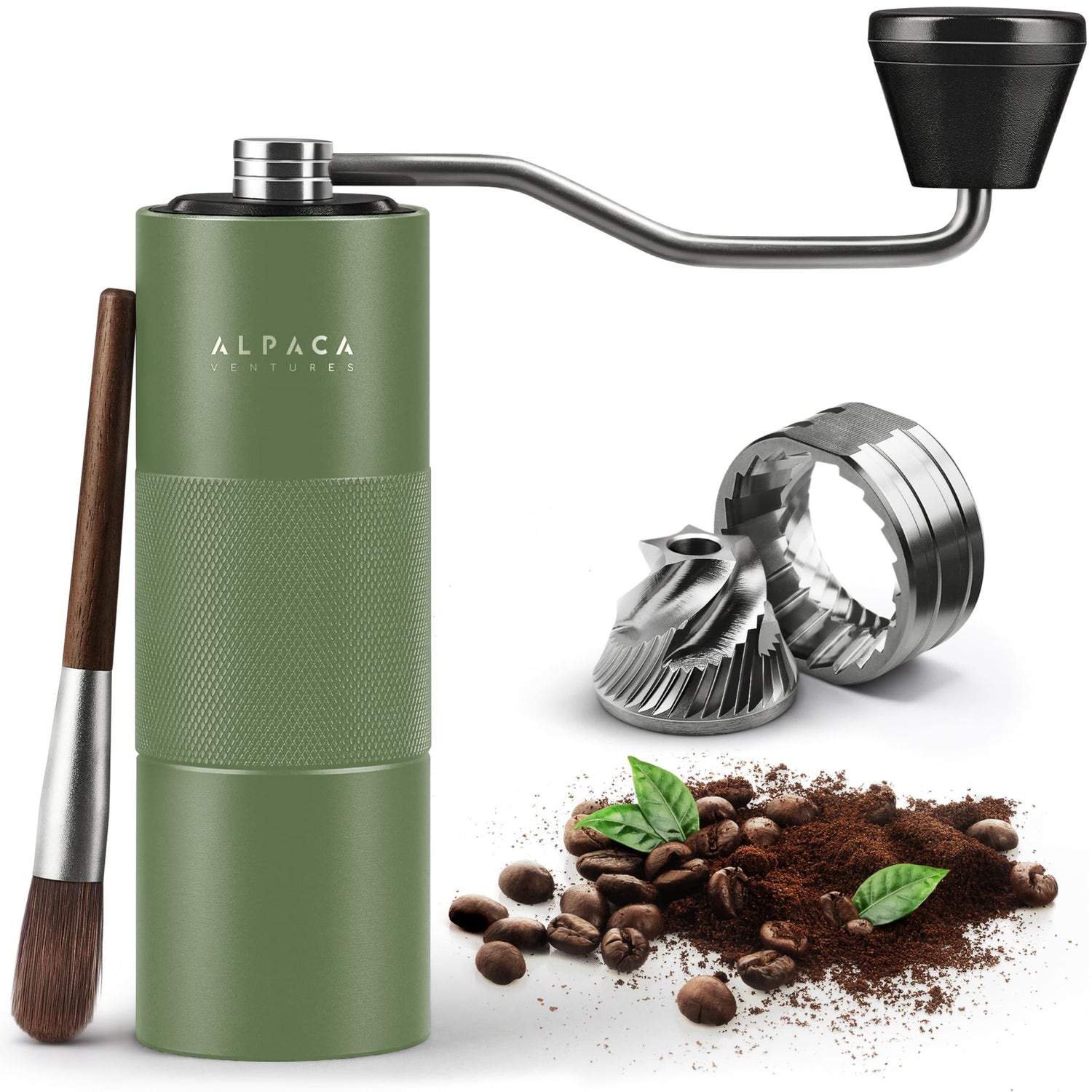 Manual Coffee Grinder Stainless Steel Conical Burr Grinder with Adjustable Setting Double Bearing Hand Espresso Grinder Perfect for Home Office and Camping