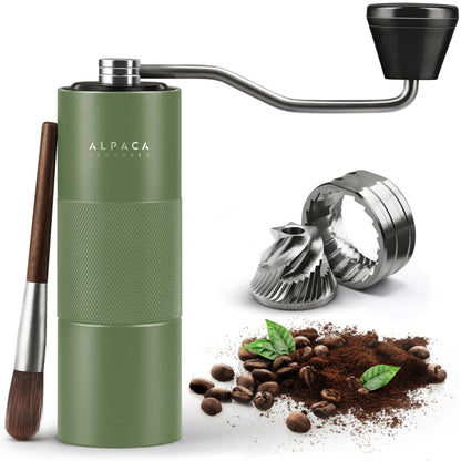 Manual Coffee Grinder Stainless Steel Conical Burr Grinder with Adjustable Setting Double Bearing Hand Espresso Grinder Perfect for Home Office and Camping