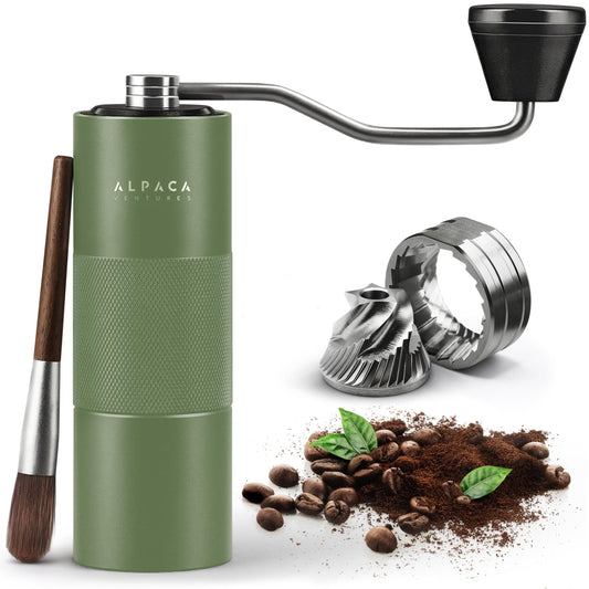 Manual Coffee Grinder Stainless Steel Conical Burr Grinder with Adjustable Setting Double Bearing Hand Espresso Grinder Perfect for Home Office and Camping