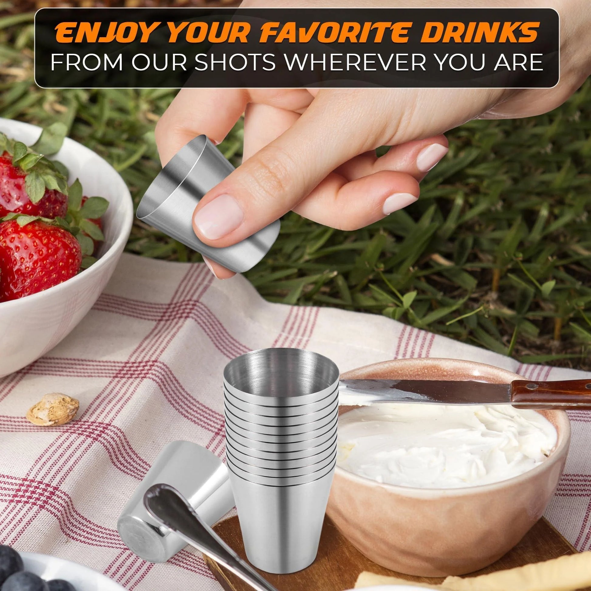 15Pcs Stainless Steel Shot Glasses Drinking Vessel 30 Ml (1Oz) Outdoor Camping Travel Coffee Tea Cup Silver Cup Unbreakable Metal Shooters for Whiskey Tequila Liquor Great Barware Gift