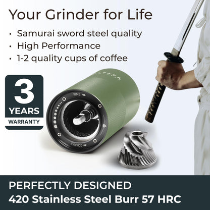 Manual Coffee Grinder Stainless Steel Conical Burr Grinder with Adjustable Setting Double Bearing Hand Espresso Grinder Perfect for Home Office and Camping