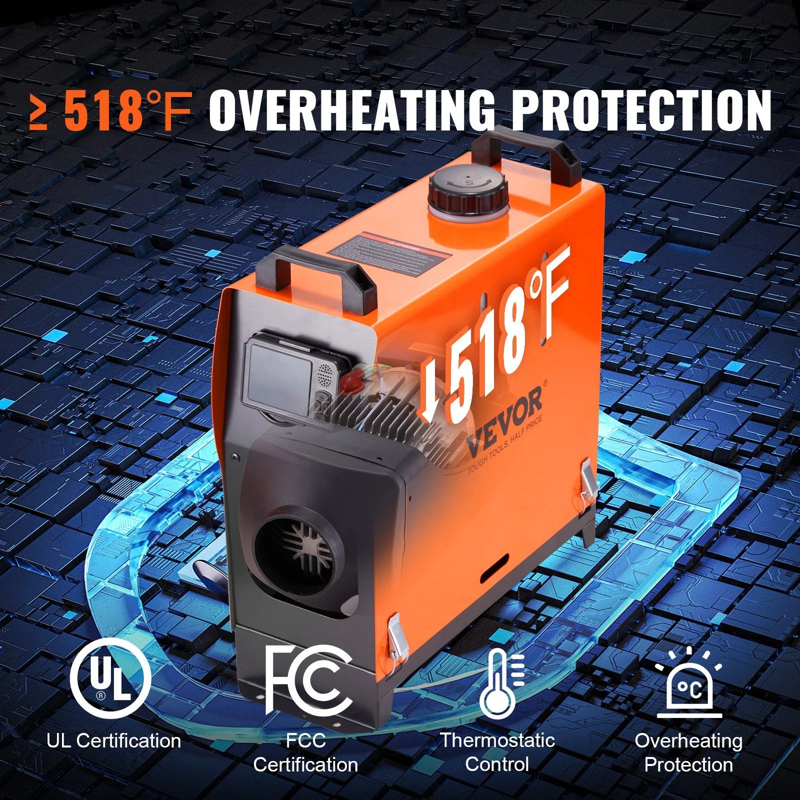 VEVOR Diesel Air Heater All-In-One 12V 8KW Bluetooth App LCD for Car RV Indoors