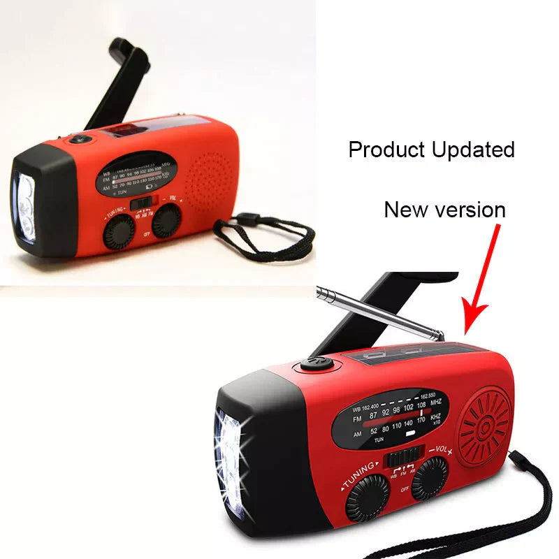 Emergency Radio Crank Solar Hand Weather 1000Mah Power Bank Charger Flash Light