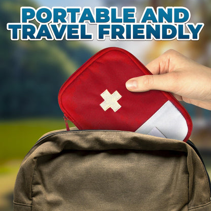 BURIUS 2 Pcs Travel First Aid Bag Empty Portable Storage Small Medical Bag Empty with Multiple Compartments 7.1 X 5.1 Small First Aid Pouch with Zipper Closure for Camping and Hiking Blue and Red