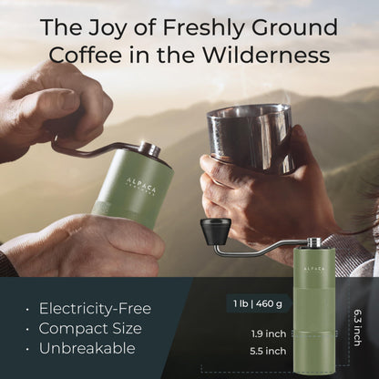 Manual Coffee Grinder Stainless Steel Conical Burr Grinder with Adjustable Setting Double Bearing Hand Espresso Grinder Perfect for Home Office and Camping